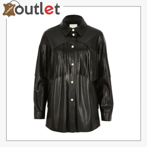 Black Real Quality Womens Leather Shirt