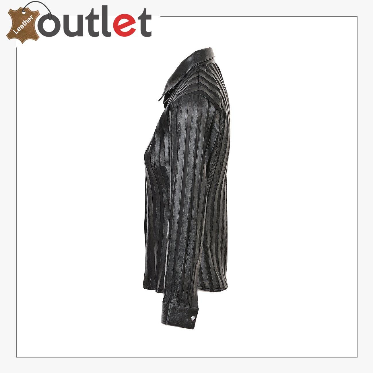 Black Womens Leather Shirt - Leather Outlet
