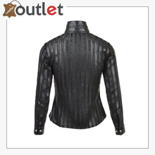 Load image into Gallery viewer, Black Womens Leather Shirt - Leather Outlet
