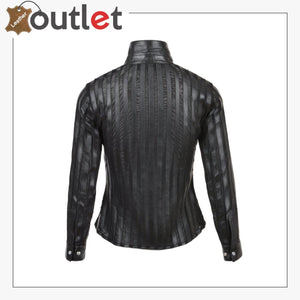 Black Womens Leather Shirt - Leather Outlet
