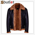 Brown B3 Real Shearling Sheepskin Leather Bomber Flying Jacket
