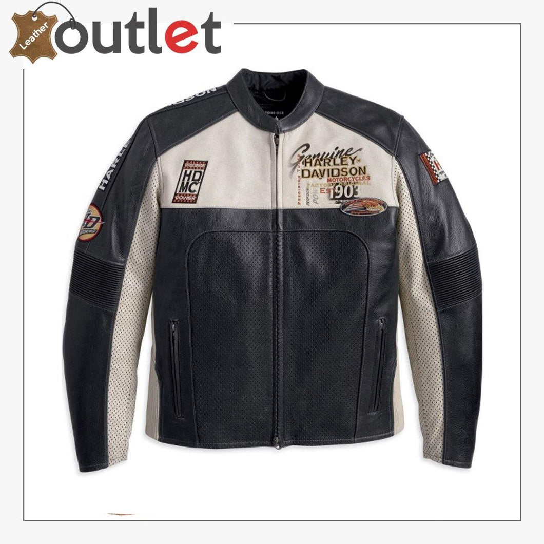 Harley Davidson Men REGULATOR Perforated Off-white Leather XL Jacket 9 –  True Love Honey