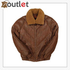 Brown Mens Leather V Bomber Jacket