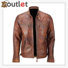 Load image into Gallery viewer, Cafe Racer Distressed Motorcycle Real Leather Jacket - Leather Outlet
