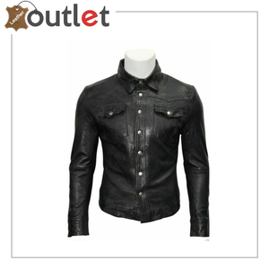  Men's Genuine Lambskin Leather Shirt, Unisex Shirt, Leather