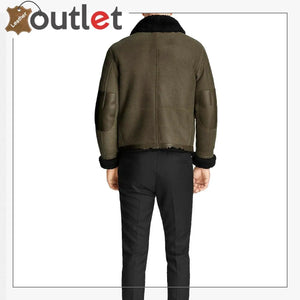 Shearling Sheepskin Leather Bomber Jacket - Leather Outlet