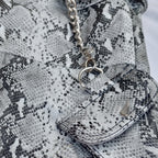 Crazy Black and white Real Cowhide snake print leather cargo spiked pants Leather Outlet