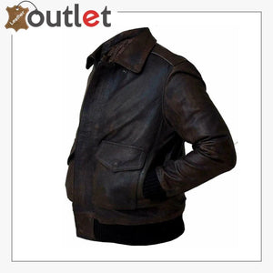 Distressed Brown Handmade Leather Jacket For Men - Leather Outlet
