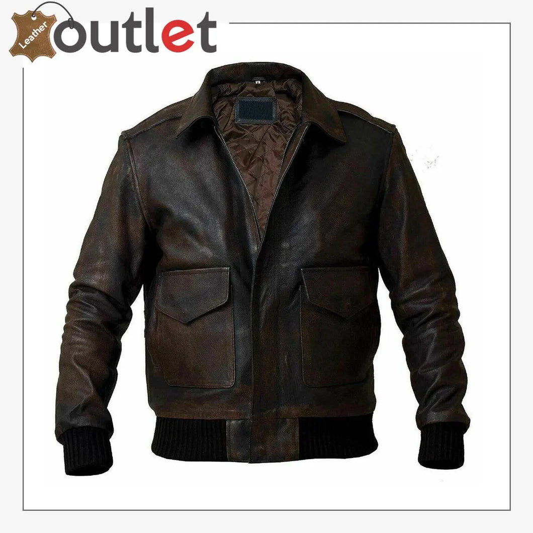 Distressed Brown Handmade Leather Jacket For Men - Leather Outlet