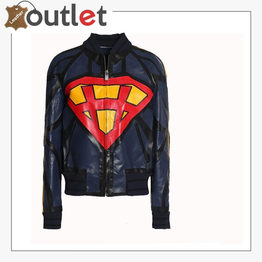 Printed leather jacket for women in genuine hide with unique design