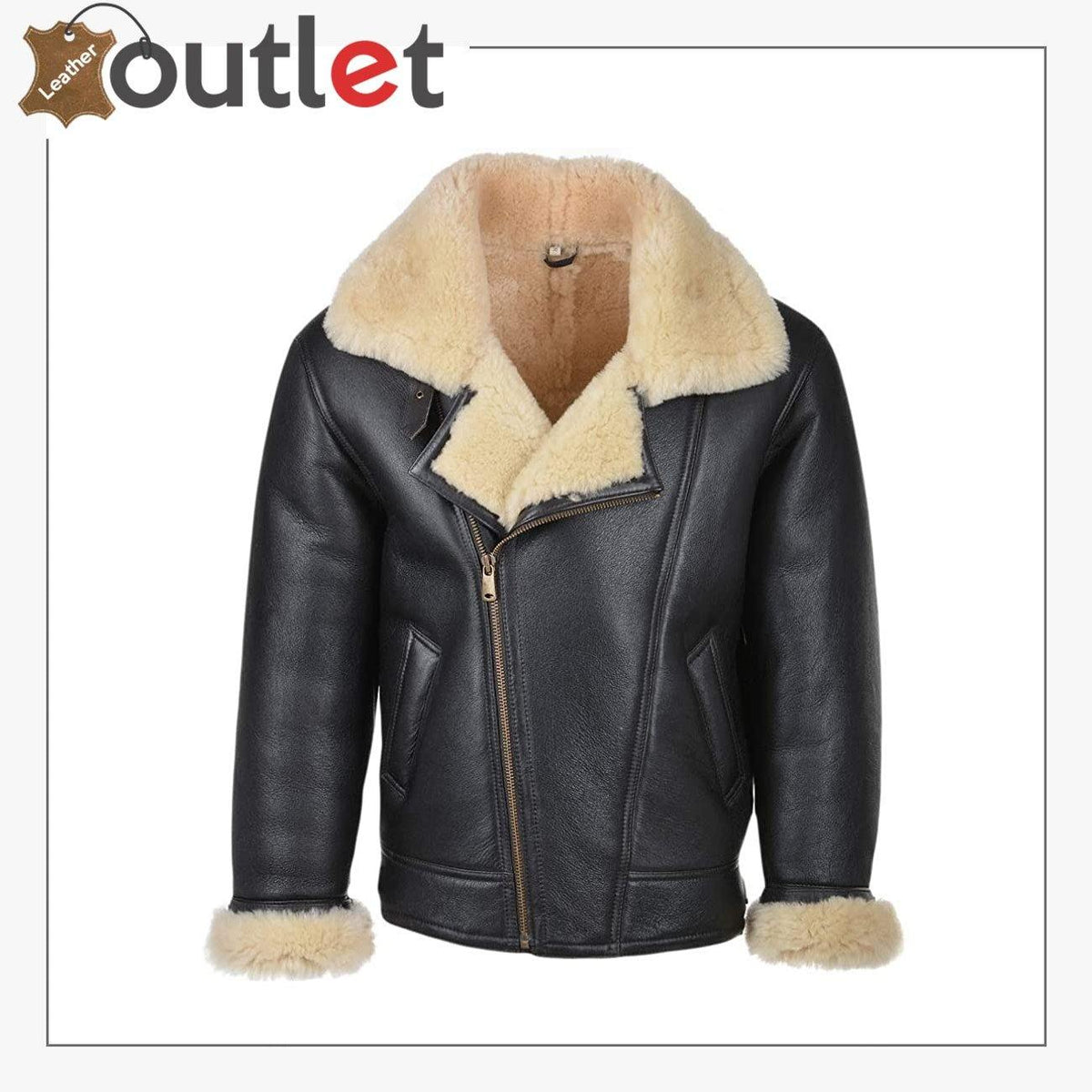 Genuine sheepskin B3 leather bomber jacket for men in brown, front view