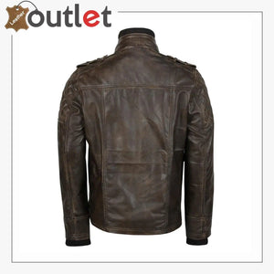 Classic Style Genuine Mens Motorcycle Leather Ridding Jacket - Leather Outlet