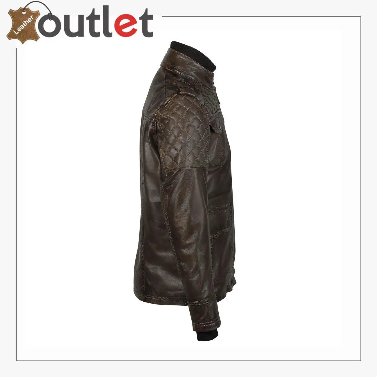 Classic Style Genuine Mens Motorcycle Leather Ridding Jacket - Leather Outlet