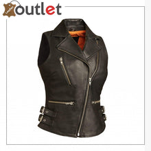 Load image into Gallery viewer, Goddess- Ladies Motorcycle Leather Vest - Leather Outlet
