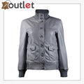Gusty Grey Bomber Womens Leather Jacket - Leather Outlet