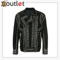 Handmade Men Black Punk Rock Studded Jacket