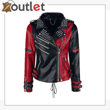Load image into Gallery viewer, Handmade Mens Black Punk Style Studded Leather Jacket - Leather Outlet
