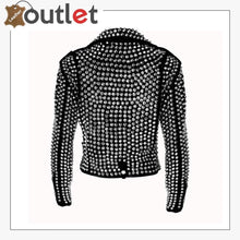 Load image into Gallery viewer, Handmade Women Black Fashion Studded Punk Style Leather Jacket
