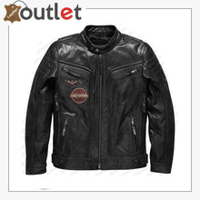 Load image into Gallery viewer, Harley Davidson Men Embroidery Eagle Design Natural Leather Jacket
