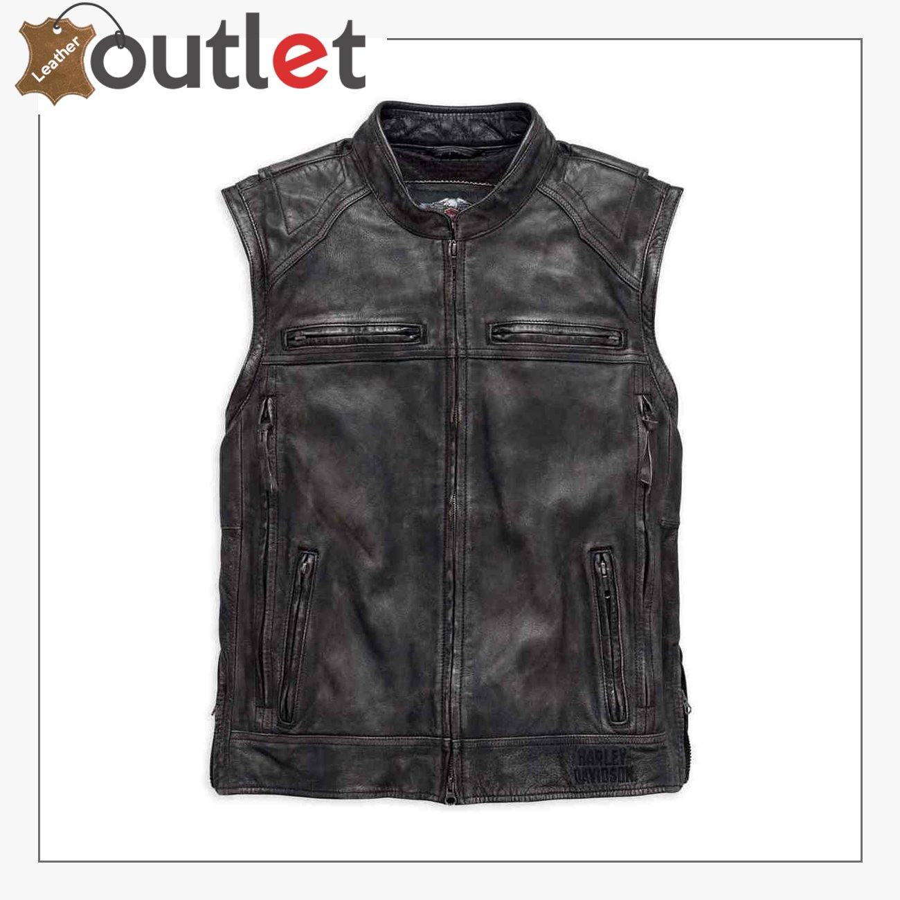 Harley-Davidson Men's Dauntless Convertible Leather Jacket - Leather Outlet
