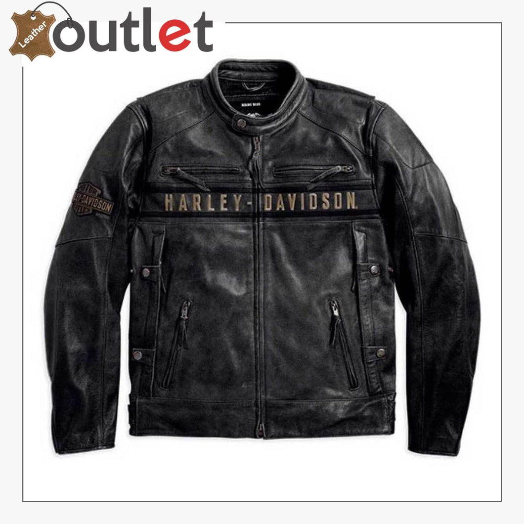 Harley-Davidson Men's Passing Link Triple Vent Leather Jacket - Leather Outlet