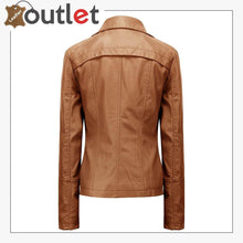 Load image into Gallery viewer, High Color Brown Leather Bomber Jacket For Women
