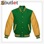 Navy Blue Wool & Gold Leather Sleeves jacket