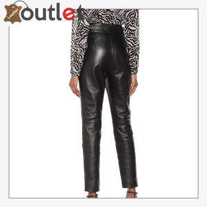 High-rise leather straight pants