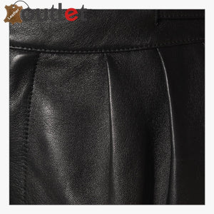 High-rise leather straight pants