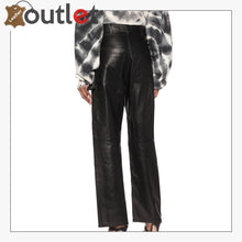 Load image into Gallery viewer, High-rise wide-leg leather jeans Pants
