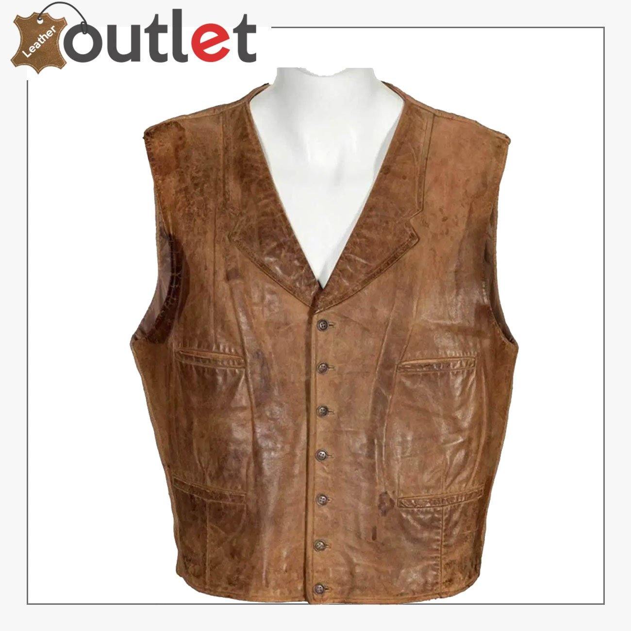 Men's Promo Basic Leather Vest (Black, Large)