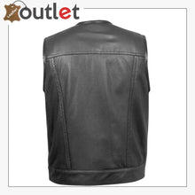 Load image into Gallery viewer, Kent Men’s Leather Vest with Removable Black Hoodie
