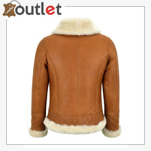 Load image into Gallery viewer, Ladies Sheepskin Jacket White Shearling Asymmetric Real Fur Bomber Jacket - Leather Outlet
