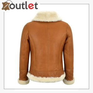Ladies Sheepskin Jacket White Shearling Asymmetric Real Fur Bomber Jacket - Leather Outlet
