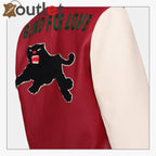 Leather Bomber Jacket with Embroidery - Leather Outlet