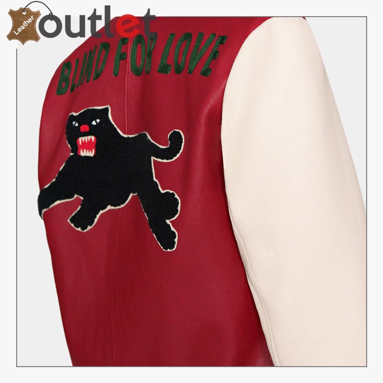 Leather Bomber Jacket with Embroidery - Leather Outlet