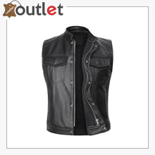 Load image into Gallery viewer, Leather Biker Vest Men&#39;s Genuine Cow Leather Motorcycle Waistcoat
