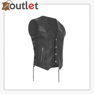 Lace Up Motorcycle Leather Waistcoat