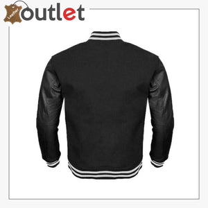 Letterman Sheep Nappa Leather Sleeves Varsity Jacket - Leather Outlet