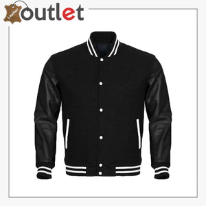 Letterman Sheep Nappa Leather Sleeves Varsity Jacket - Leather Outlet