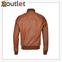 Load image into Gallery viewer, Light Brown Leather Bomber Jacket - Leather Outlet
