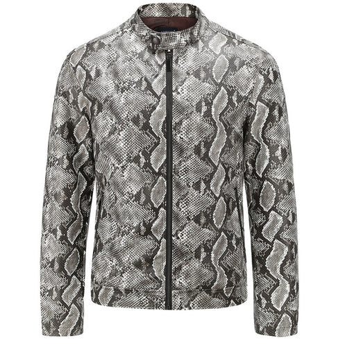 Luxury Style Handmade Men's Python Leather Jacket Leather Outlet