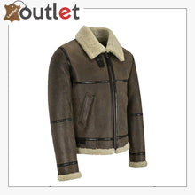 Load image into Gallery viewer, Men B3 Brown Air Force Leather Shearling Jacket

