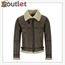 Load image into Gallery viewer, Men B3 Brown Air Force Leather Shearling Jacket
