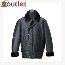 Load image into Gallery viewer, Men Black Aircraft Leather Shearling Jacket
