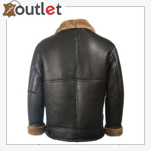 Load image into Gallery viewer, Men Black Aviator Leather Shearling Jacket
