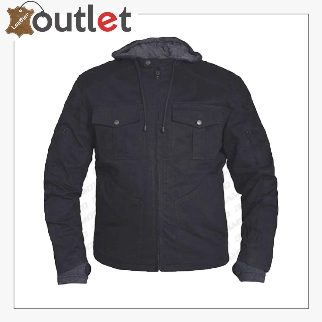 MENS BLACK DENIM MOTORCYCLE JACKET