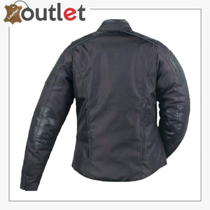 MENS TEXTILE MOTORCYCLE JACKET WITH LEATHER TRIM