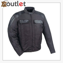 Load image into Gallery viewer, MENS TEXTILE MOTORCYCLE JACKET WITH LEATHER TRIM
