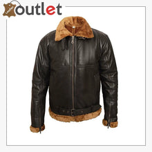Load image into Gallery viewer, MEN&#39;S Aviator B3 brown shaded sheepskin fur leather bomber flying jacket - Leather Outlet
